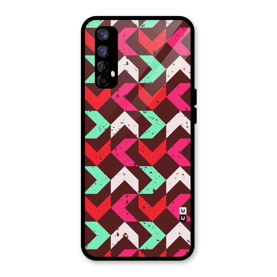 Retro Red Pink Pattern Glass Back Case for Realme 7