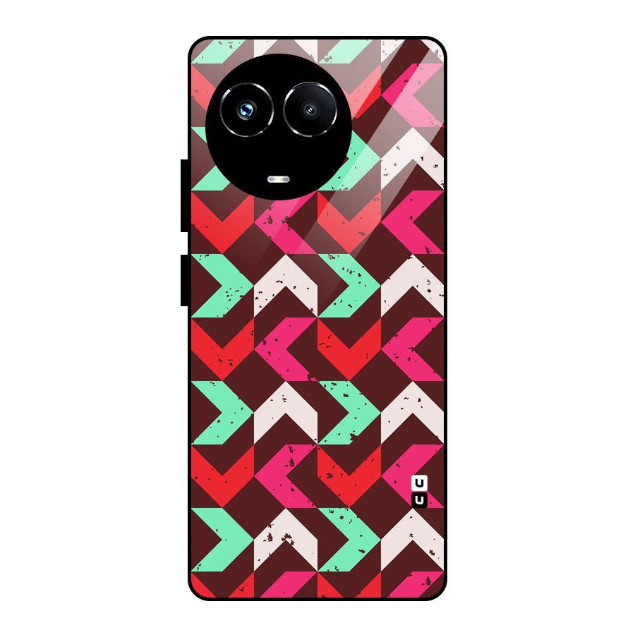 Retro Red Pink Pattern Glass Back Case for Realme Narzo 60X
