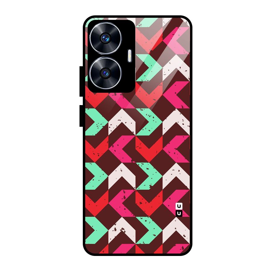 Retro Red Pink Pattern Glass Back Case for Realme Narzo N55