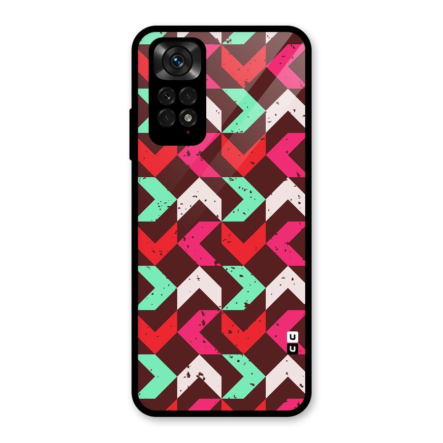 Retro Red Pink Pattern Glass Back Case for Redmi Note 11S