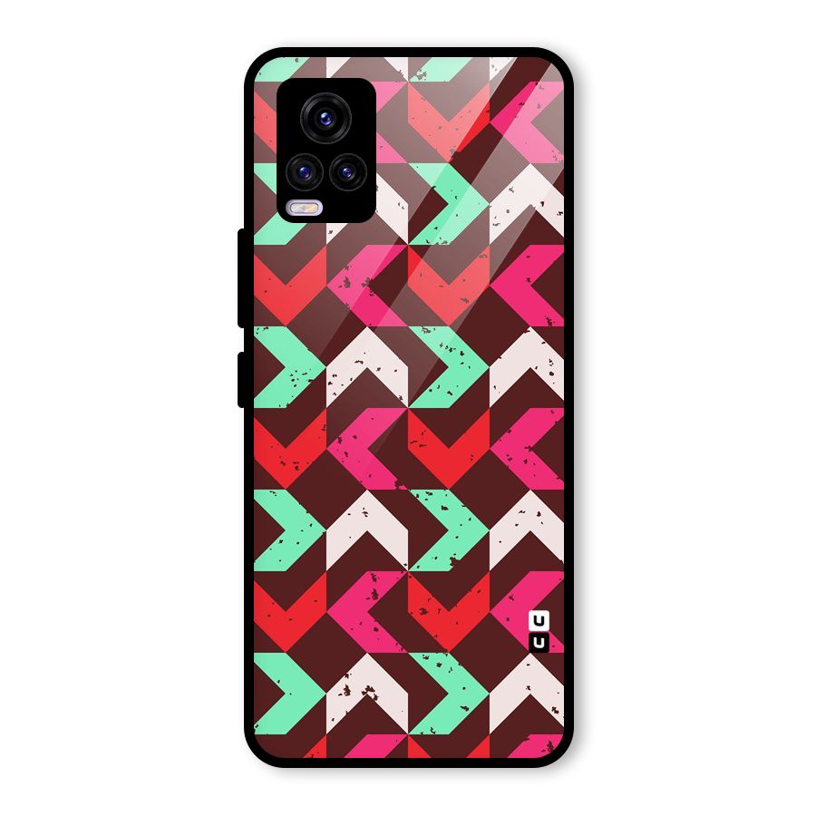 Retro Red Pink Pattern Glass Back Case for Vivo V20 2021