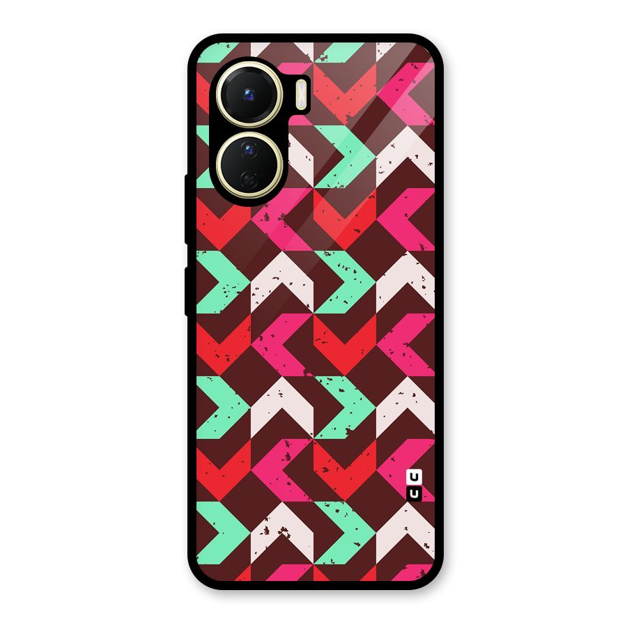 Retro Red Pink Pattern Glass Back Case for Vivo Y56