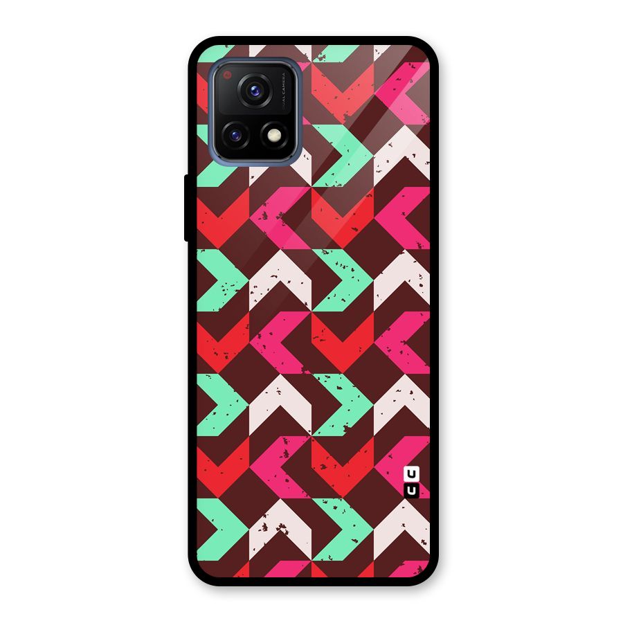 Retro Red Pink Pattern Glass Back Case for Vivo Y72 5G