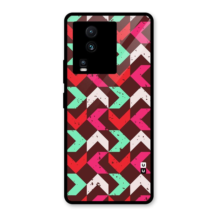 Retro Red Pink Pattern Glass Back Case for Vivo iQOO Neo 7 Pro