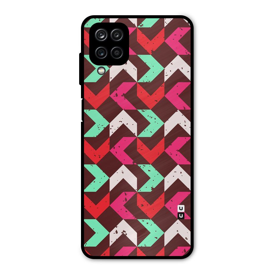 Retro Red Pink Pattern Metal Back Case for Galaxy A12