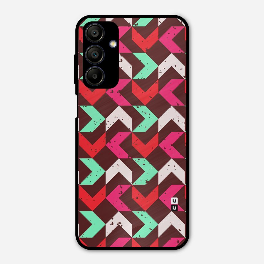 Retro Red Pink Pattern Metal Back Case for Galaxy A15 5G