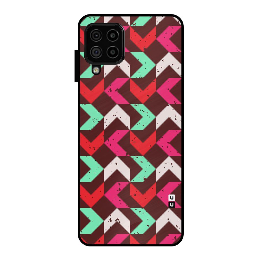 Retro Red Pink Pattern Metal Back Case for Galaxy A22 4G