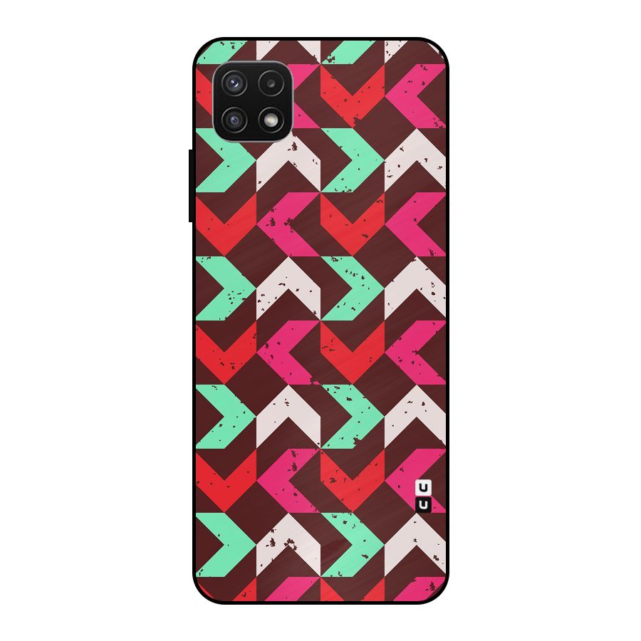 Retro Red Pink Pattern Metal Back Case for Galaxy A22 5G