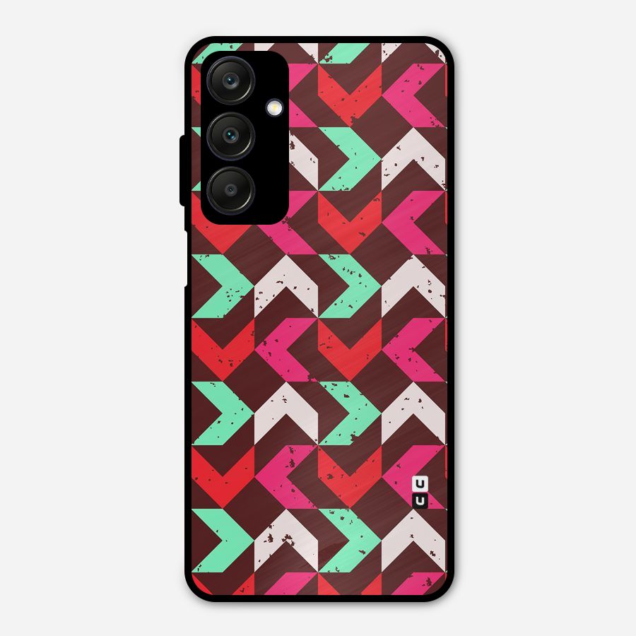 Retro Red Pink Pattern Metal Back Case for Galaxy A25 5G