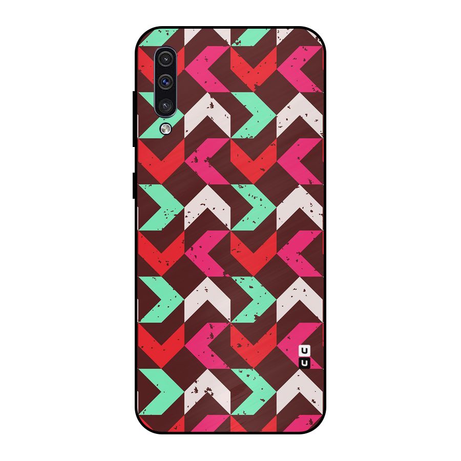 Retro Red Pink Pattern Metal Back Case for Galaxy A30s