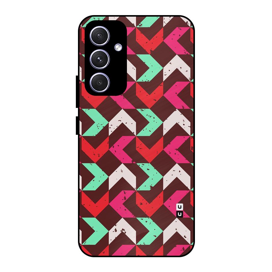 Retro Red Pink Pattern Metal Back Case for Galaxy A54