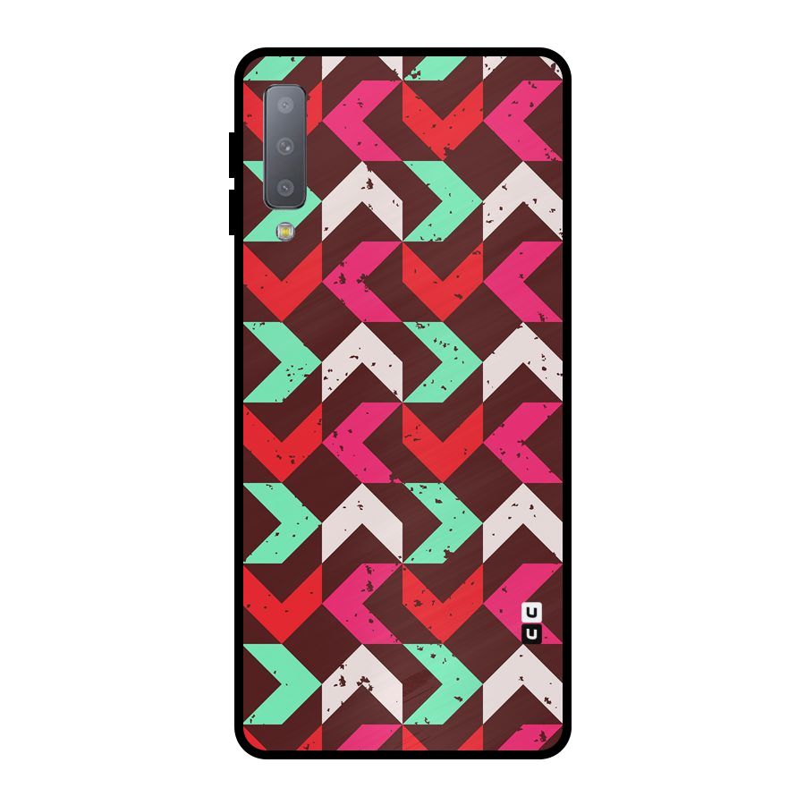 Retro Red Pink Pattern Metal Back Case for Galaxy A7 (2018)