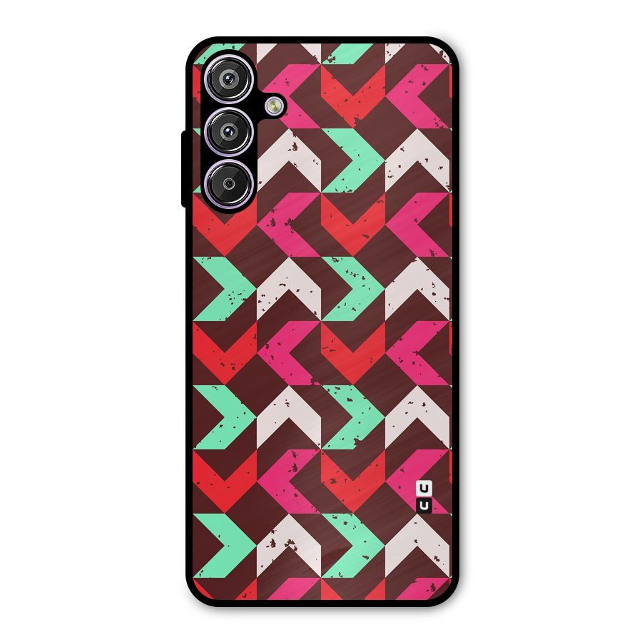 Retro Red Pink Pattern Metal Back Case for Galaxy M15