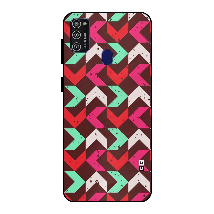 Retro Red Pink Pattern Metal Back Case for Galaxy M21