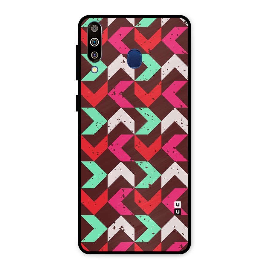Retro Red Pink Pattern Metal Back Case for Galaxy M30