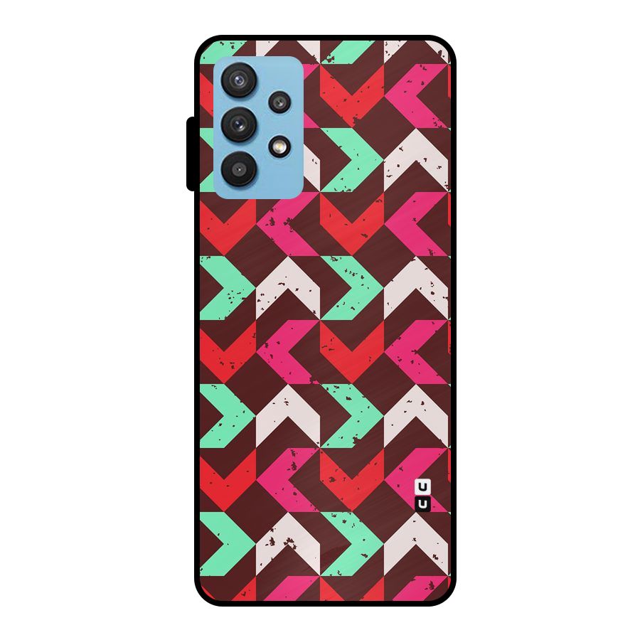 Retro Red Pink Pattern Metal Back Case for Galaxy M32 5G