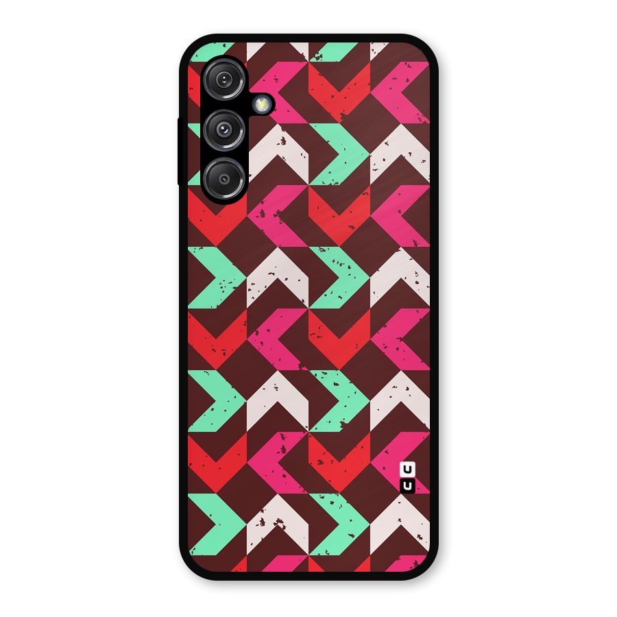 Retro Red Pink Pattern Metal Back Case for Galaxy M34 5G