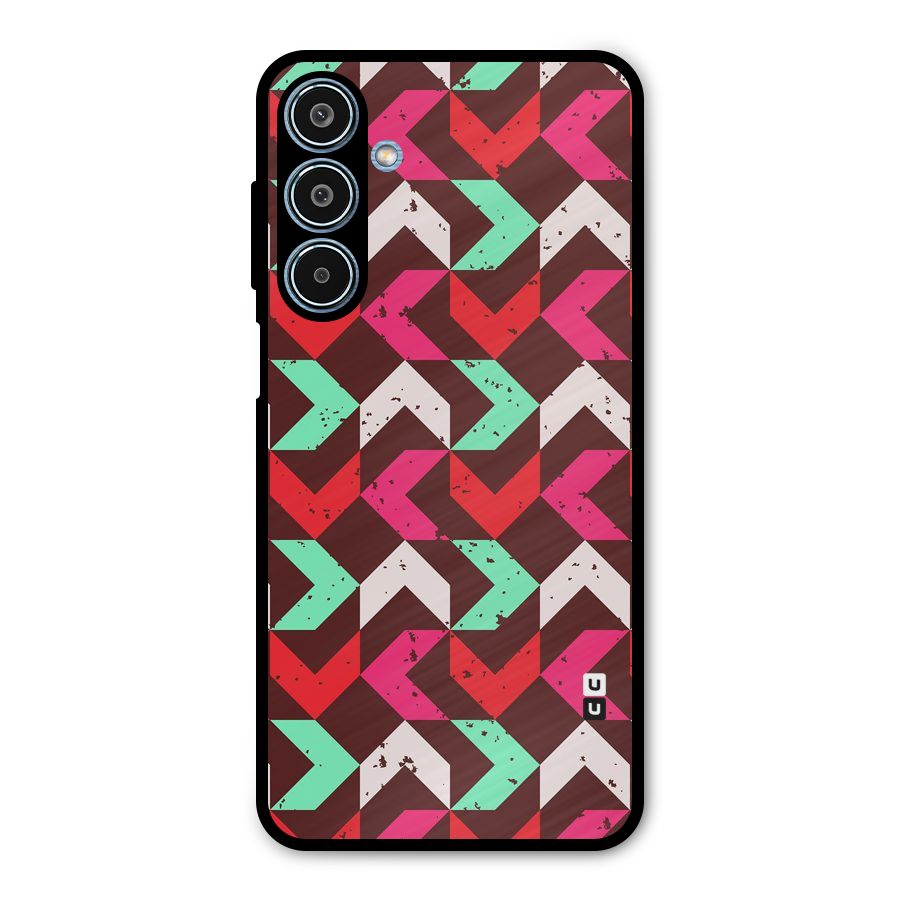 Retro Red Pink Pattern Metal Back Case for Galaxy M35