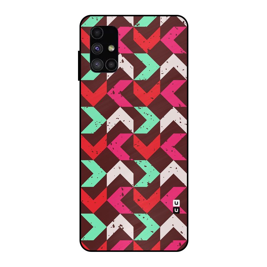 Retro Red Pink Pattern Metal Back Case for Galaxy M51