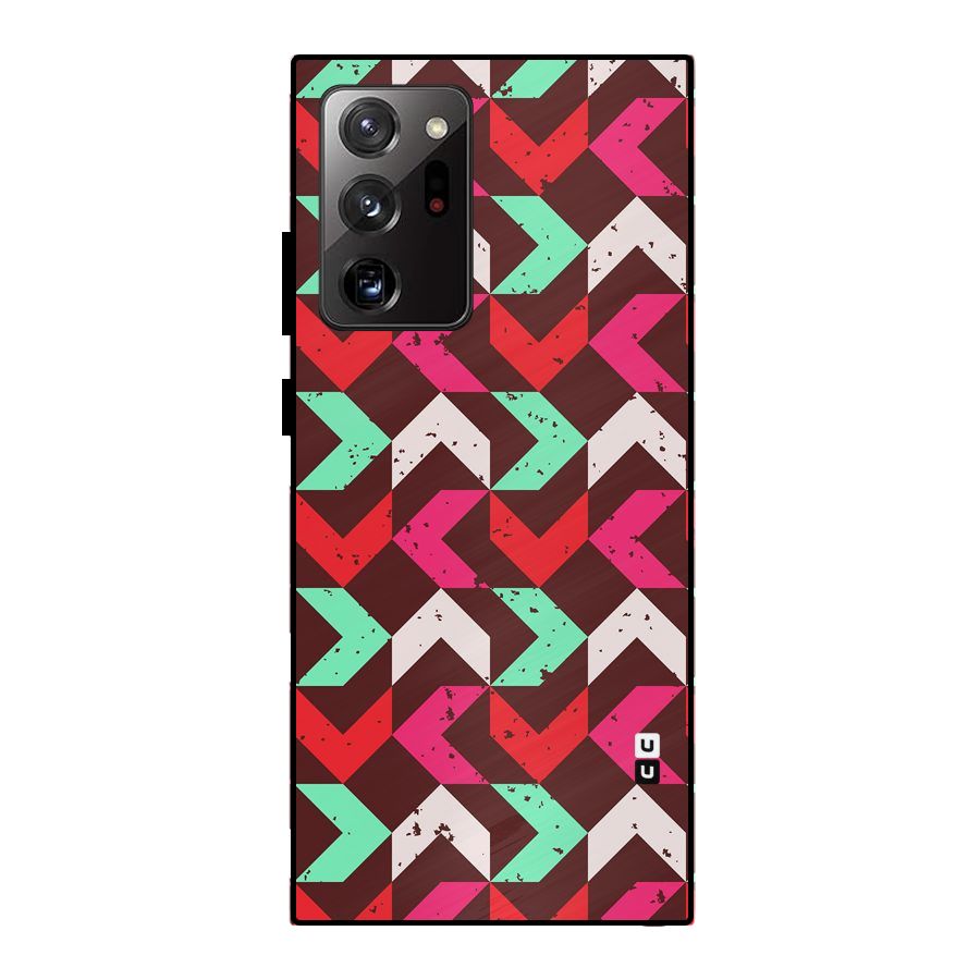 Retro Red Pink Pattern Metal Back Case for Galaxy Note 20 Ultra 5G