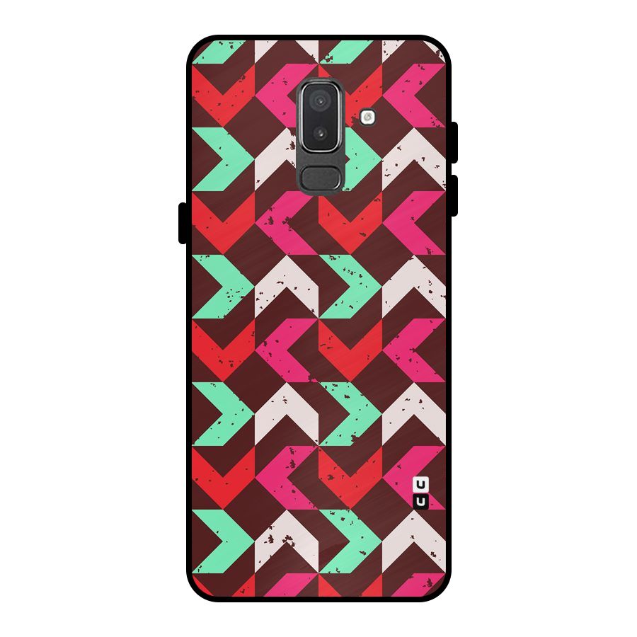 Retro Red Pink Pattern Metal Back Case for Galaxy On8 (2018)