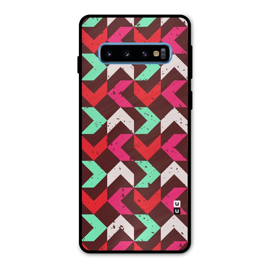 Retro Red Pink Pattern Metal Back Case for Galaxy S10