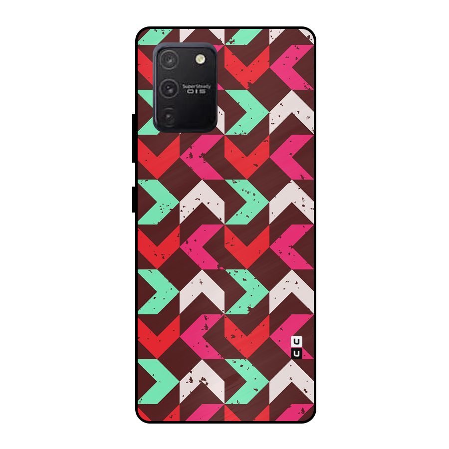 Retro Red Pink Pattern Metal Back Case for Galaxy S10 Lite