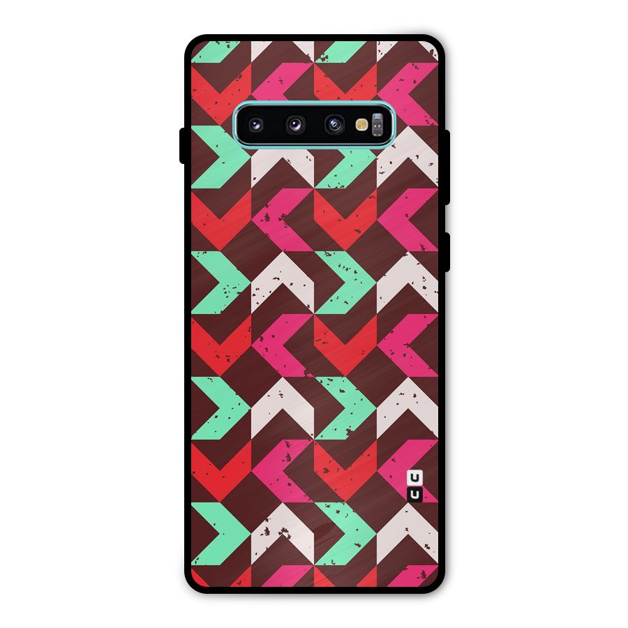 Retro Red Pink Pattern Metal Back Case for Galaxy S10 Plus
