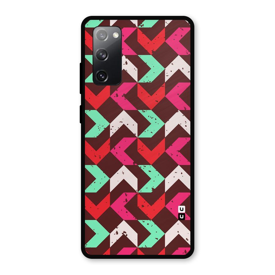 Retro Red Pink Pattern Metal Back Case for Galaxy S20 FE 5G