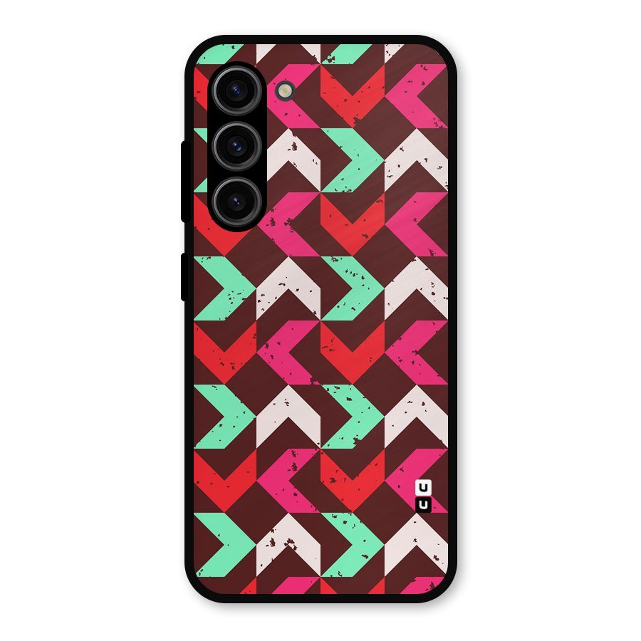 Retro Red Pink Pattern Metal Back Case for Galaxy S23