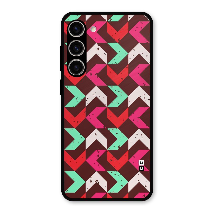 Retro Red Pink Pattern Metal Back Case for Galaxy S23 Plus