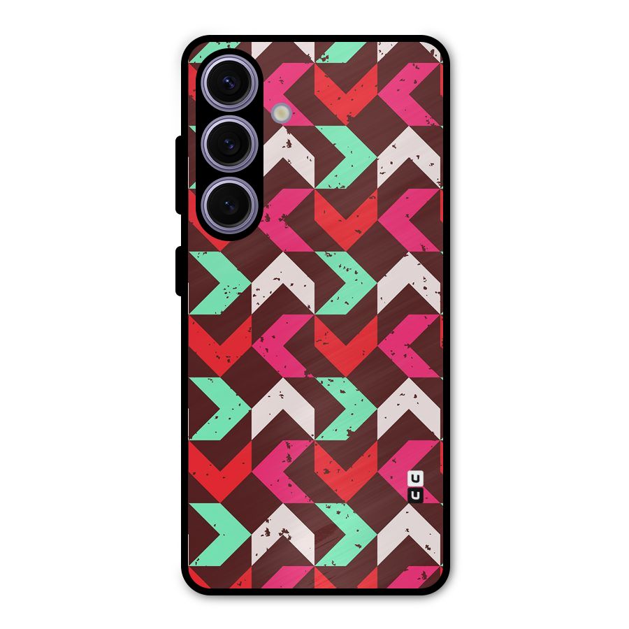 Retro Red Pink Pattern Metal Back Case for Galaxy S24