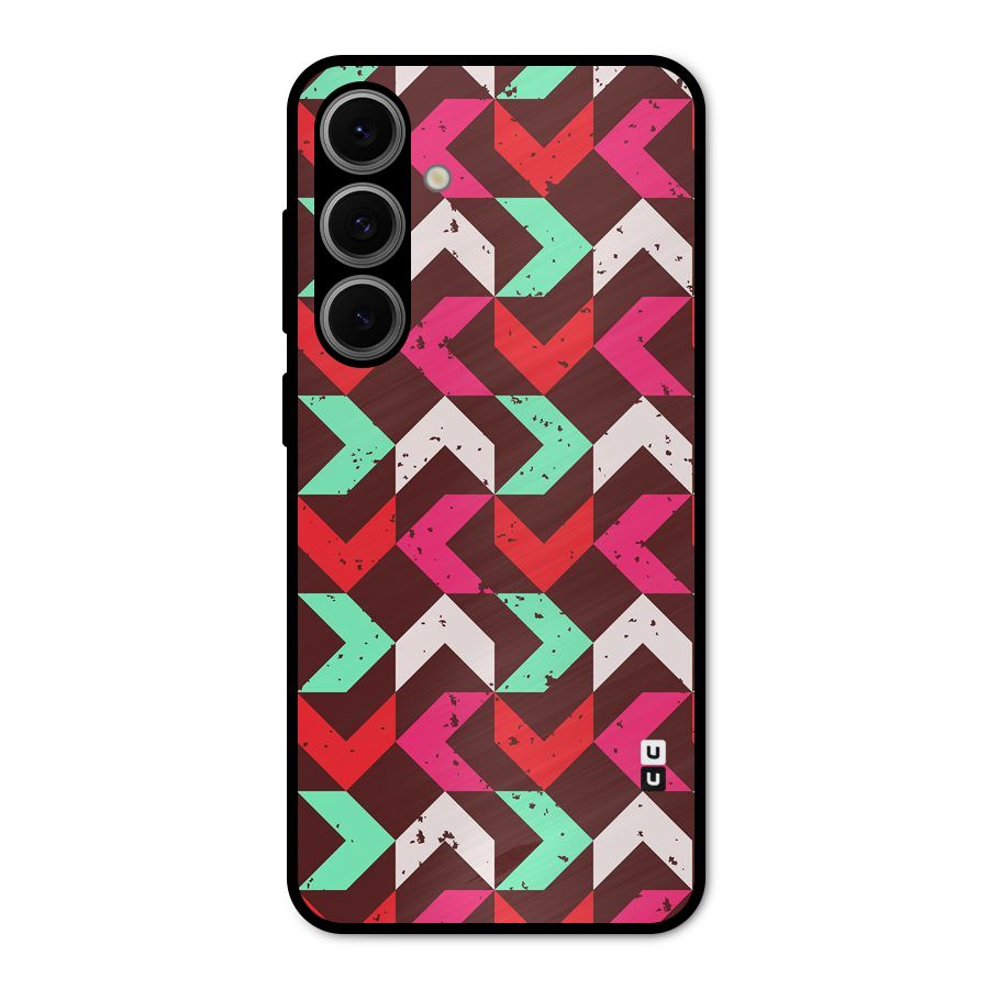 Retro Red Pink Pattern Metal Back Case for Galaxy S24 FE