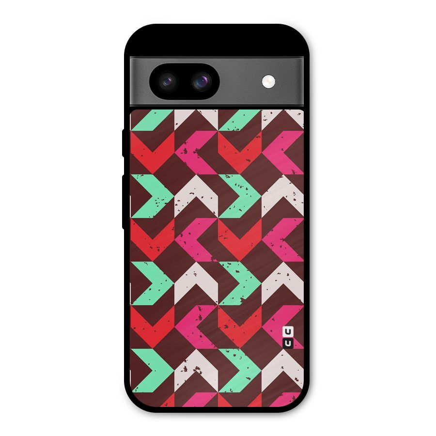 Retro Red Pink Pattern Metal Back Case for Google Pixel 8a
