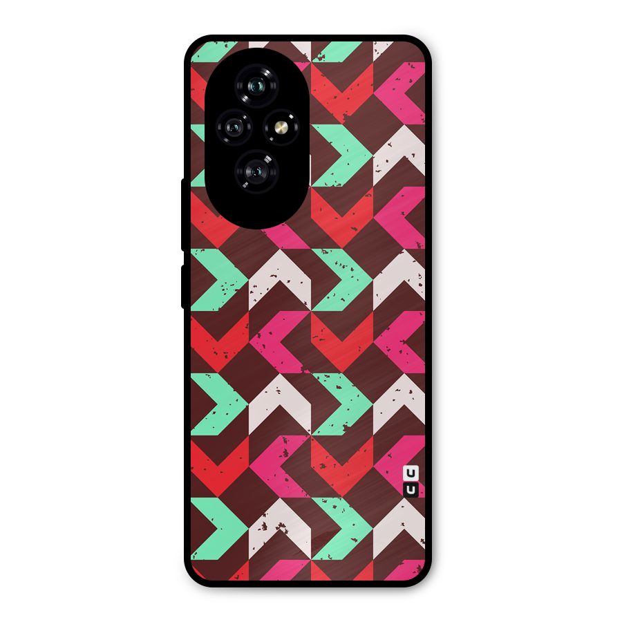 Retro Red Pink Pattern Metal Back Case for Honor 200
