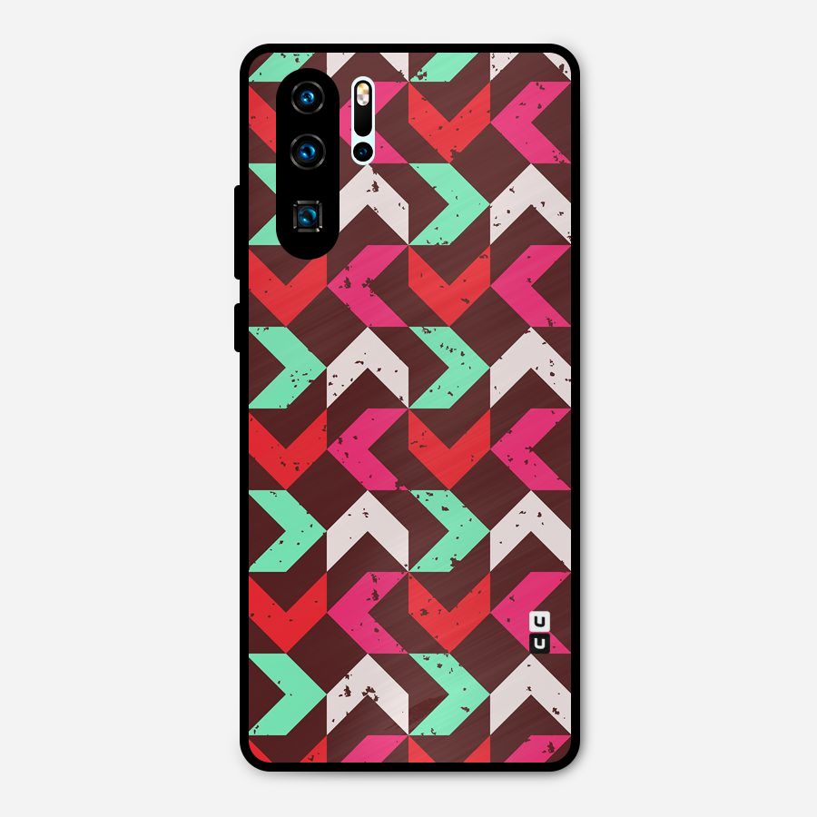 Retro Red Pink Pattern Metal Back Case for Huawei P30 Pro
