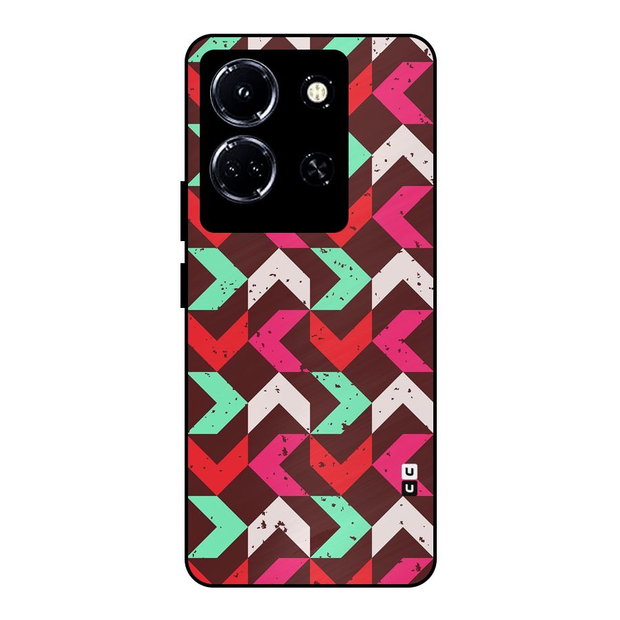 Retro Red Pink Pattern Metal Back Case for Infinix Note 30 5G
