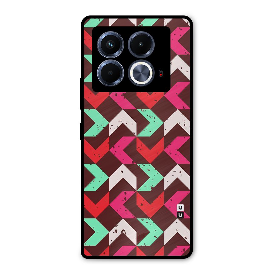 Retro Red Pink Pattern Metal Back Case for Infinix Note 40 5G