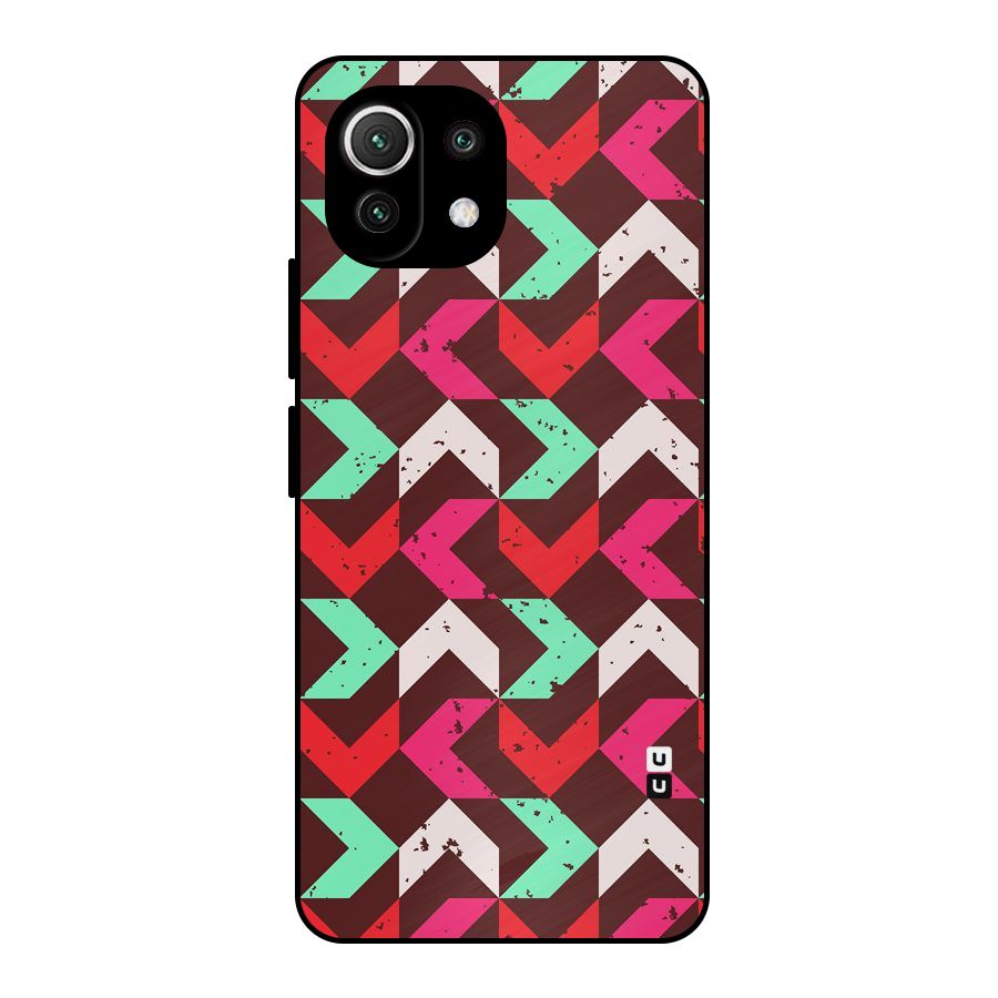 Retro Red Pink Pattern Metal Back Case for Mi 11 Lite