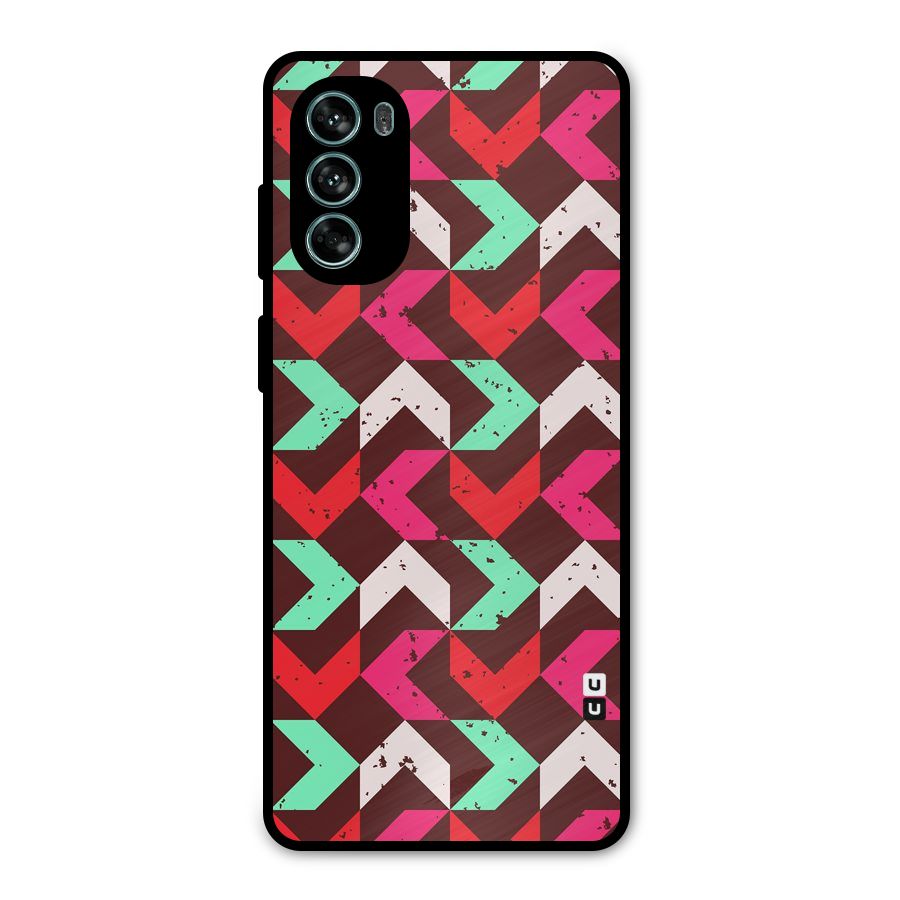 Retro Red Pink Pattern Metal Back Case for Moto G62
