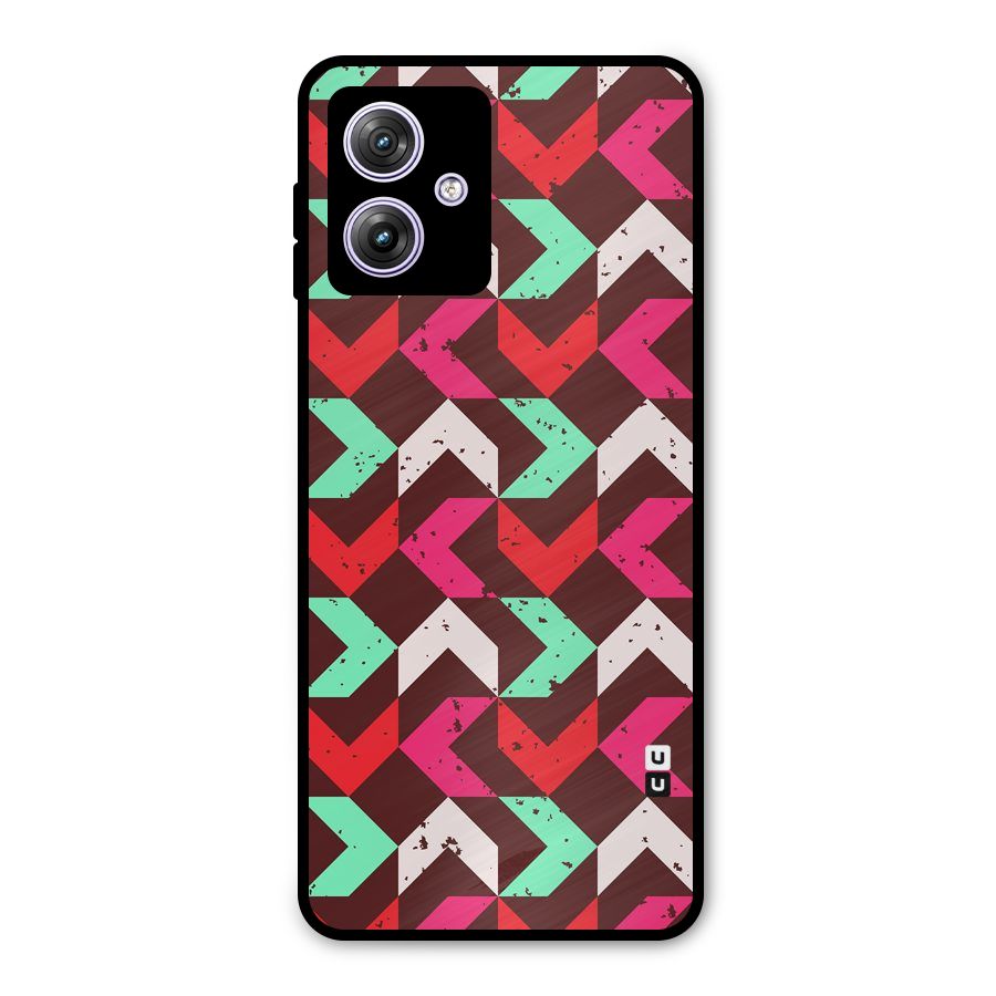 Retro Red Pink Pattern Metal Back Case for Moto G64