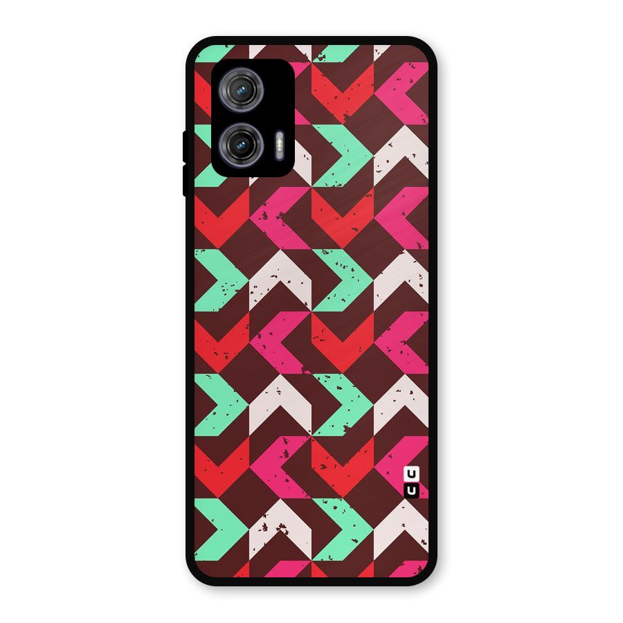 Retro Red Pink Pattern Metal Back Case for Moto G73