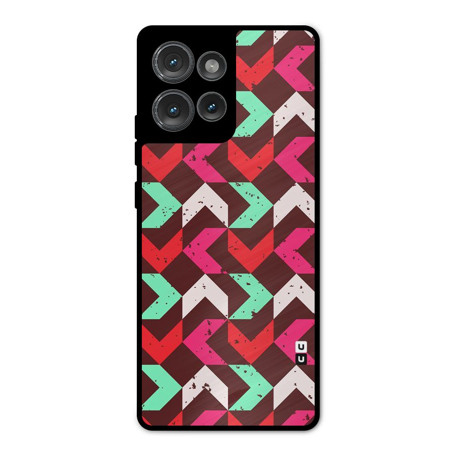 Retro Red Pink Pattern Metal Back Case for Motorola Edge 50