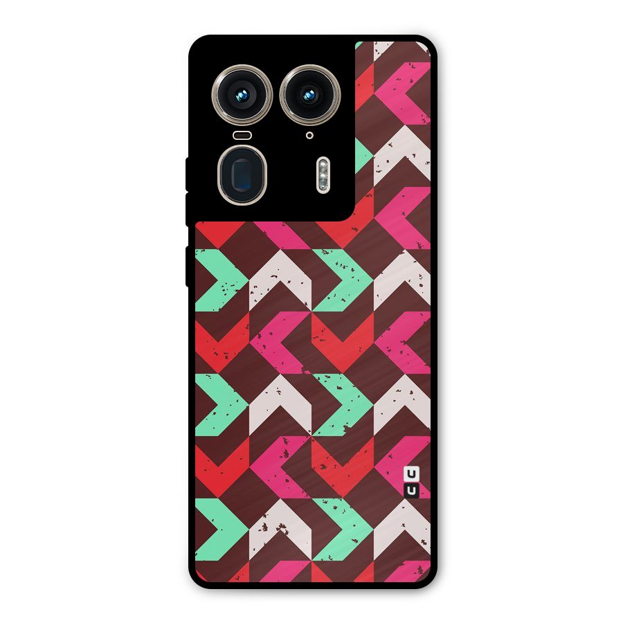 Retro Red Pink Pattern Metal Back Case for Motorola Edge 50 Ultra