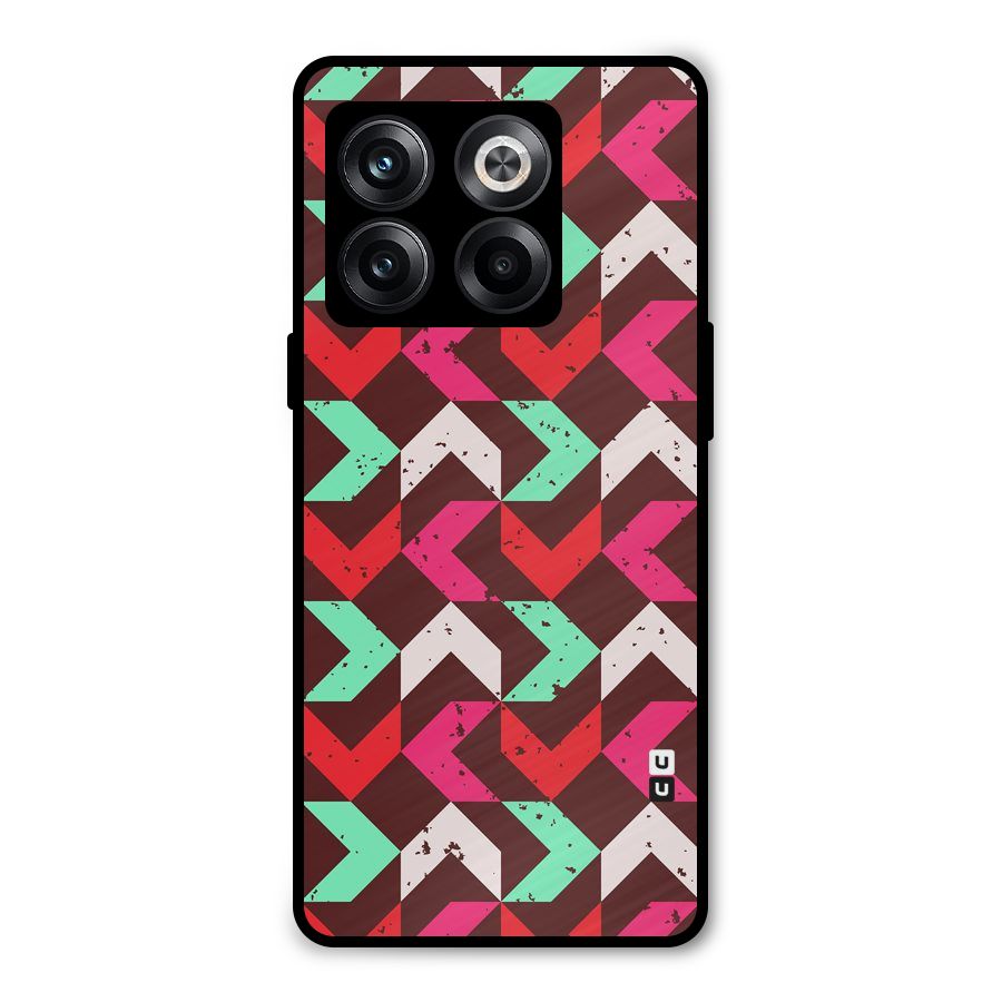 Retro Red Pink Pattern Metal Back Case for OnePlus 10T