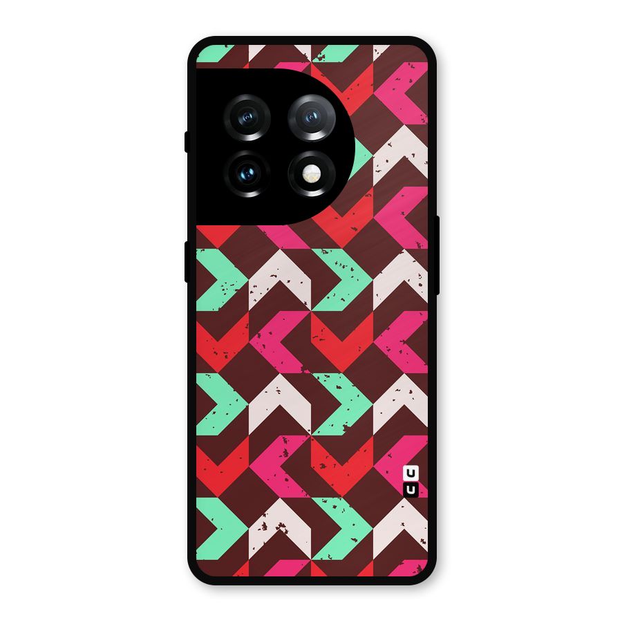 Retro Red Pink Pattern Metal Back Case for OnePlus 11