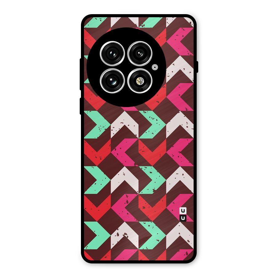 Retro Red Pink Pattern Metal Back Case for OnePlus 13