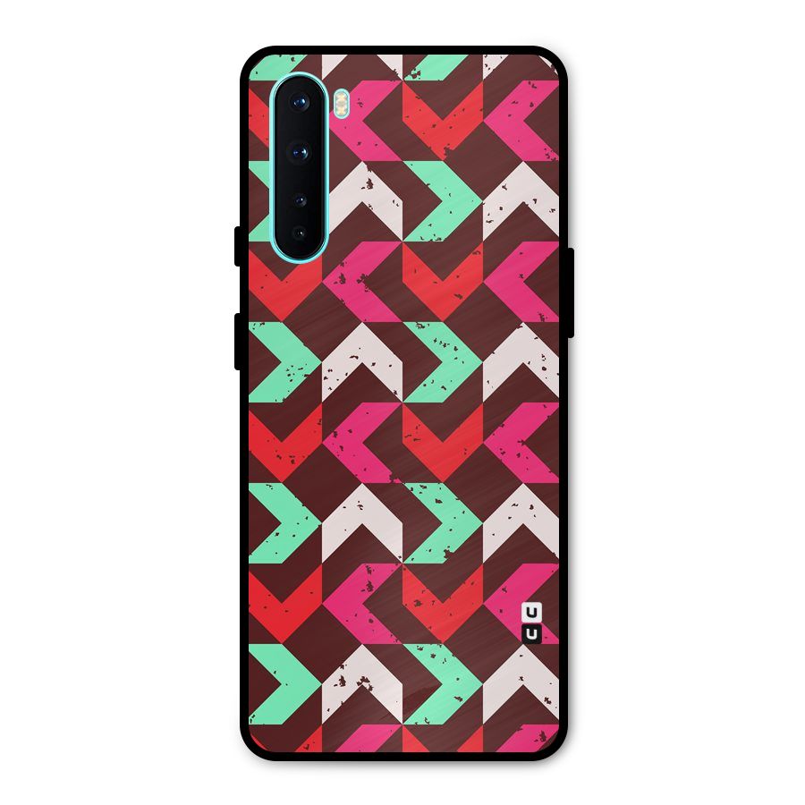 Retro Red Pink Pattern Metal Back Case for OnePlus Nord