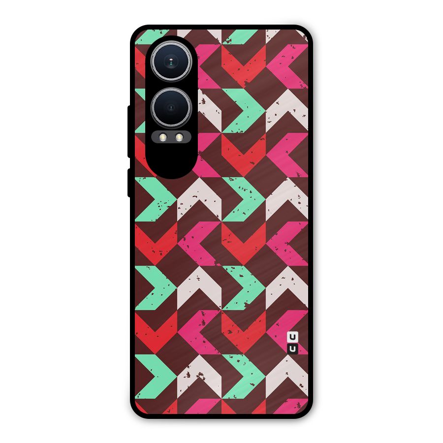 Retro Red Pink Pattern Metal Back Case for OnePlus Nord CE4 Lite