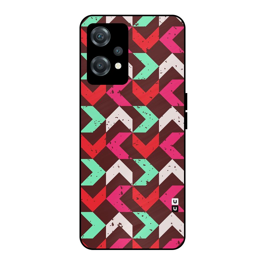 Retro Red Pink Pattern Metal Back Case for OnePlus Nord CE 2 Lite 5G